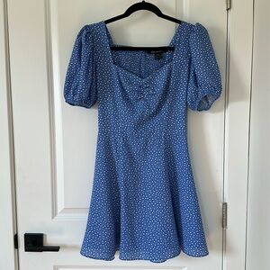 French Connection Blue Floral Verona Puff Sleeve Dress US Size 0 UK Size 4